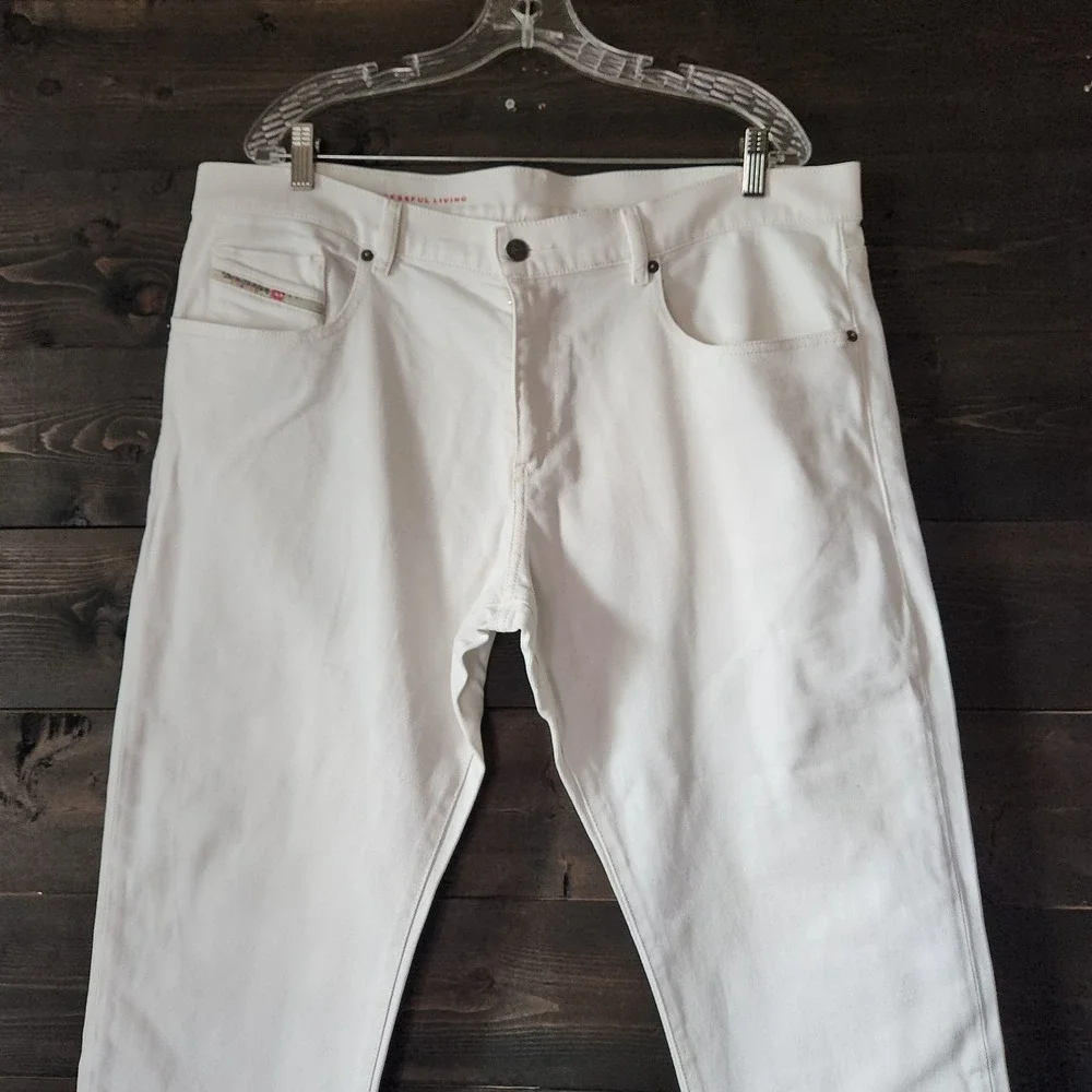 DIESEL 2019 D-Strukt 09F26 Men Jeans W38/L30 White Slim‎ Fit Zip Fly Denim